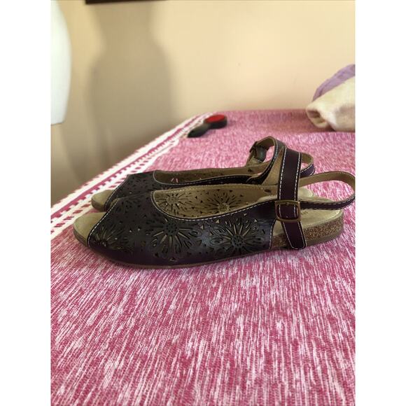 L'artiste Spring Purple Strappy Sandals Leather Shoes Flower EUR 40 / US 9.5 - Picture 5 of 9